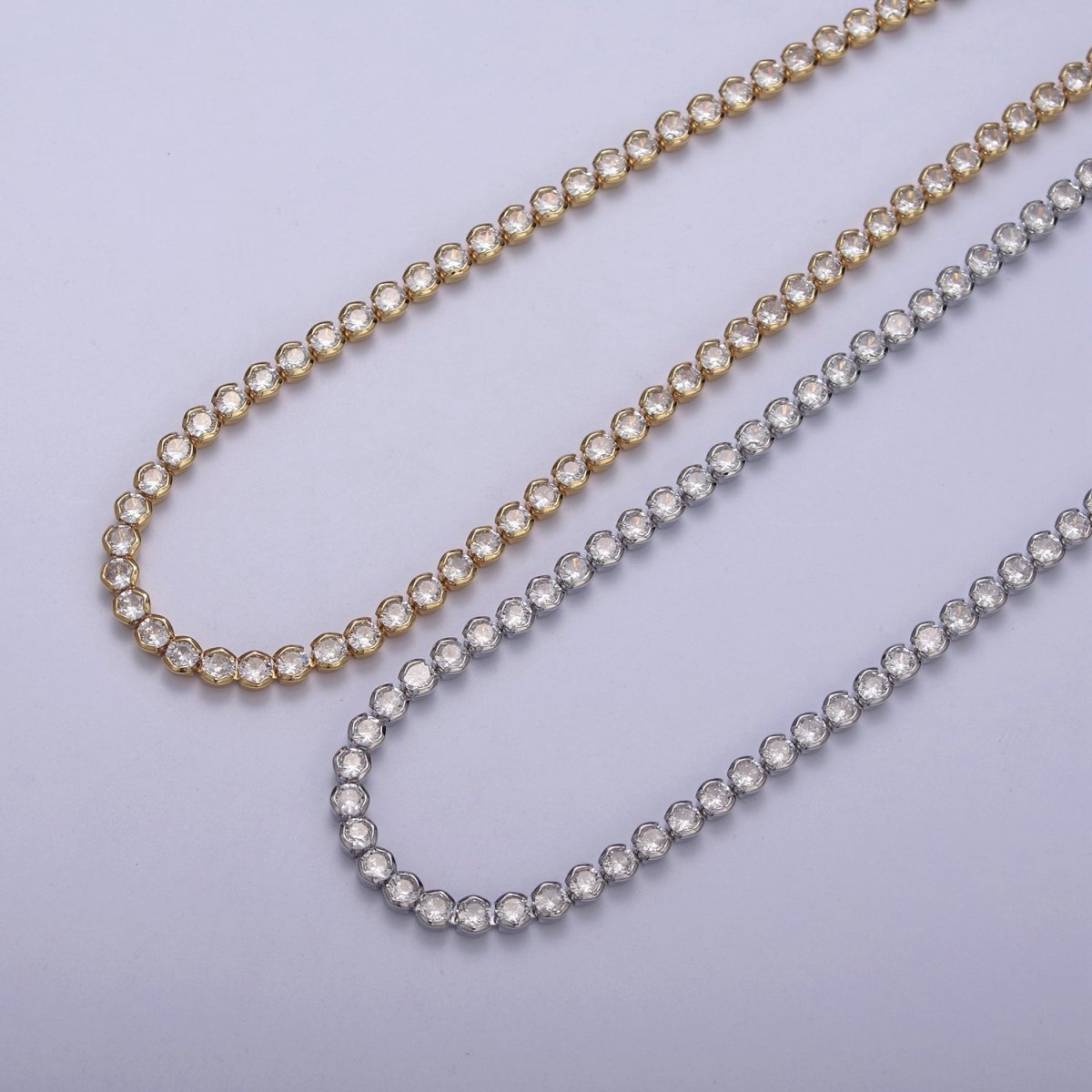 Round Cubic Zirconia Tennis Necklace , Diamond Necklace , 14K Gold Filled Tennis Adjustable Necklace, Gift for her | WA-600 Clearance Pricing - DLUXCA