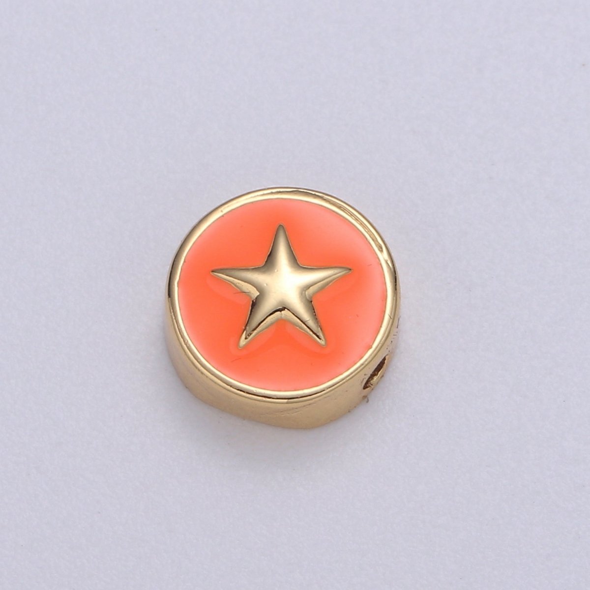 Round Enamel Tiny Gold Star - 24k Gold filled Round Beads - 10mm beads for bracelet making supply Celestial Jewelry making B-471 to B-480 - DLUXCA