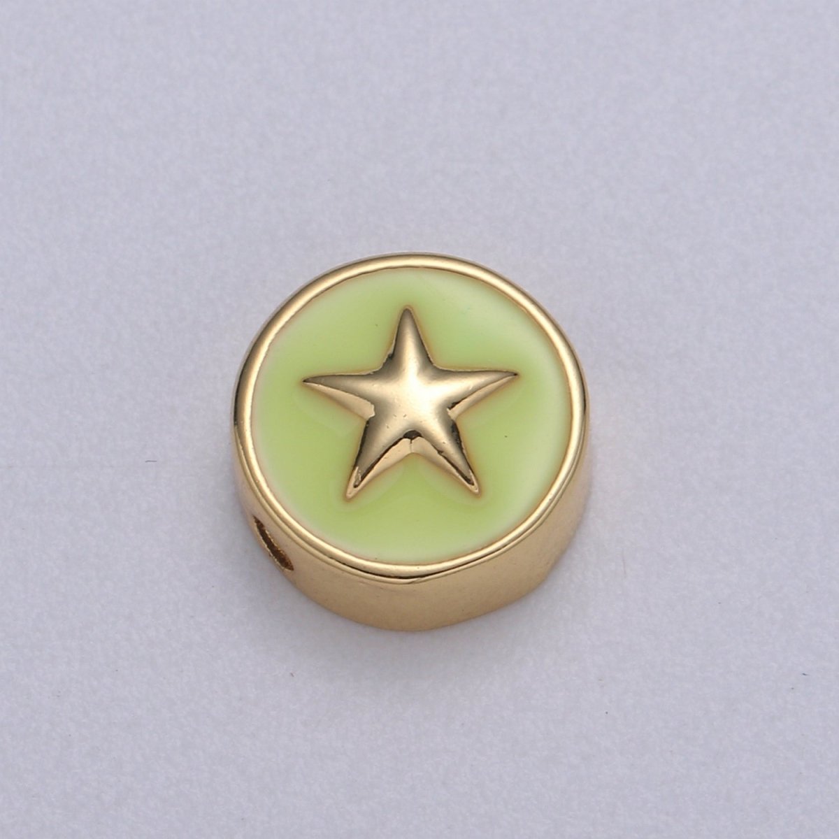 Round Enamel Tiny Gold Star - 24k Gold filled Round Beads - 10mm beads for bracelet making supply Celestial Jewelry making B-471 to B-480 - DLUXCA