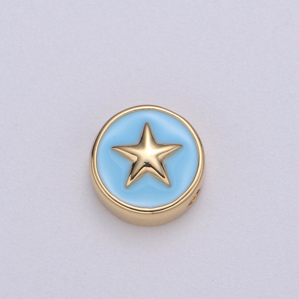 Round Enamel Tiny Gold Star - 24k Gold filled Round Beads - 10mm beads for bracelet making supply Celestial Jewelry making B-471 to B-480 - DLUXCA