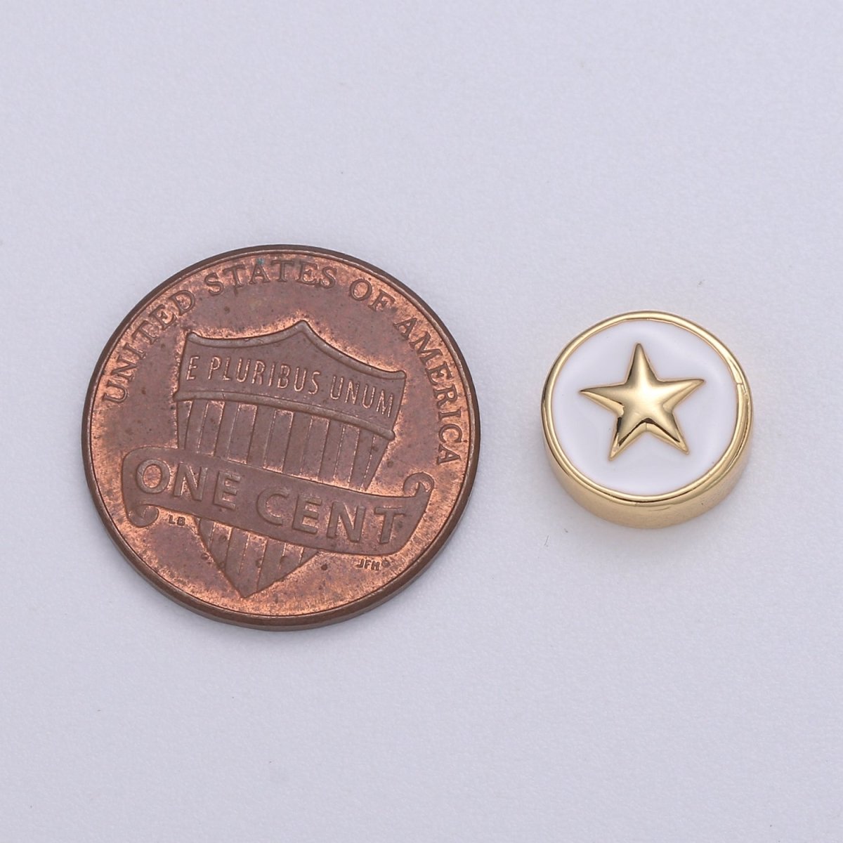 Round Enamel Tiny Gold Star - 24k Gold filled Round Beads - 10mm beads for bracelet making supply Celestial Jewelry making B-471 to B-480 - DLUXCA