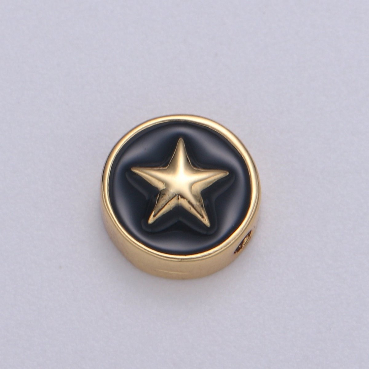 Round Enamel Tiny Gold Star - 24k Gold filled Round Beads - 10mm beads for bracelet making supply Celestial Jewelry making B-471 to B-480 - DLUXCA