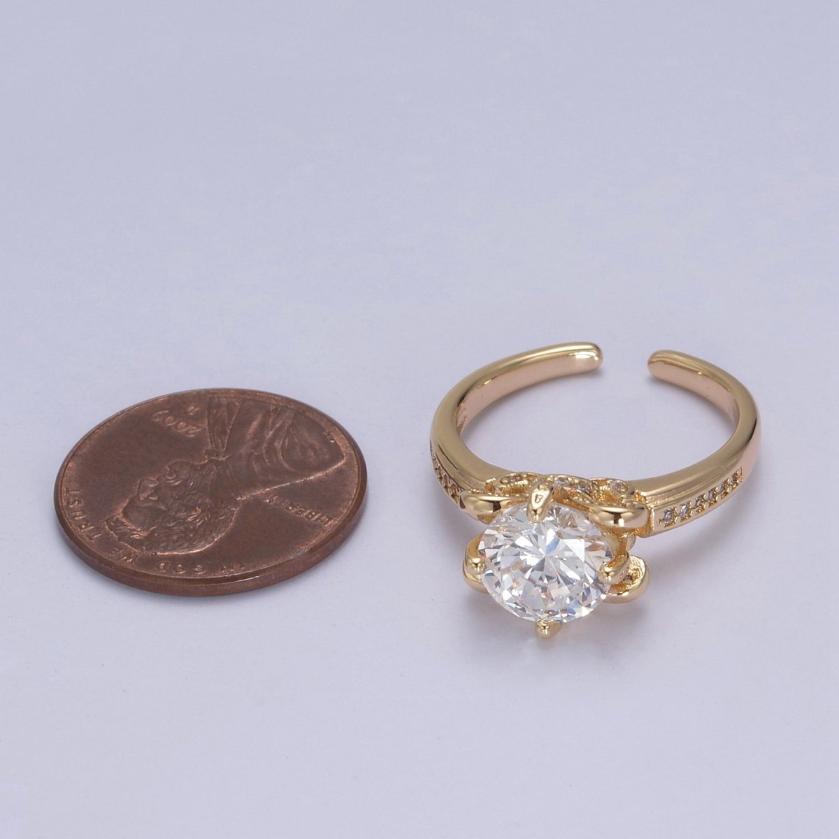 Round Moissanite Bridal Ring Cz Bridal Gold Ring Engagement Ring, Anniversary Ring Christmas Gift U-305 - DLUXCA