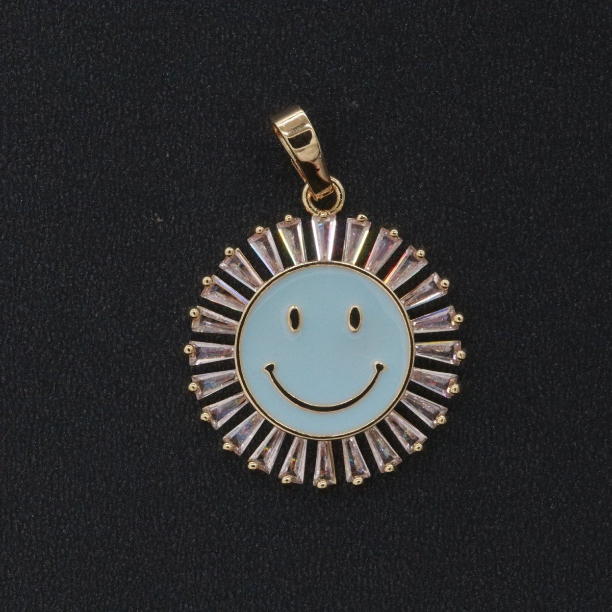 Round Smiley Face Charm Cubic Happy Face Pendant for Necklace Earring Component I-424 I-438 I-441 I-443 I-614 I-757 - DLUXCA