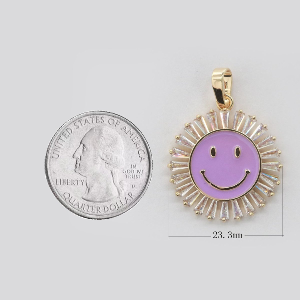 Round Smiley Face Charm Cubic Happy Face Pendant for Necklace Earring Component I-424 I-438 I-441 I-443 I-614 I-757 - DLUXCA