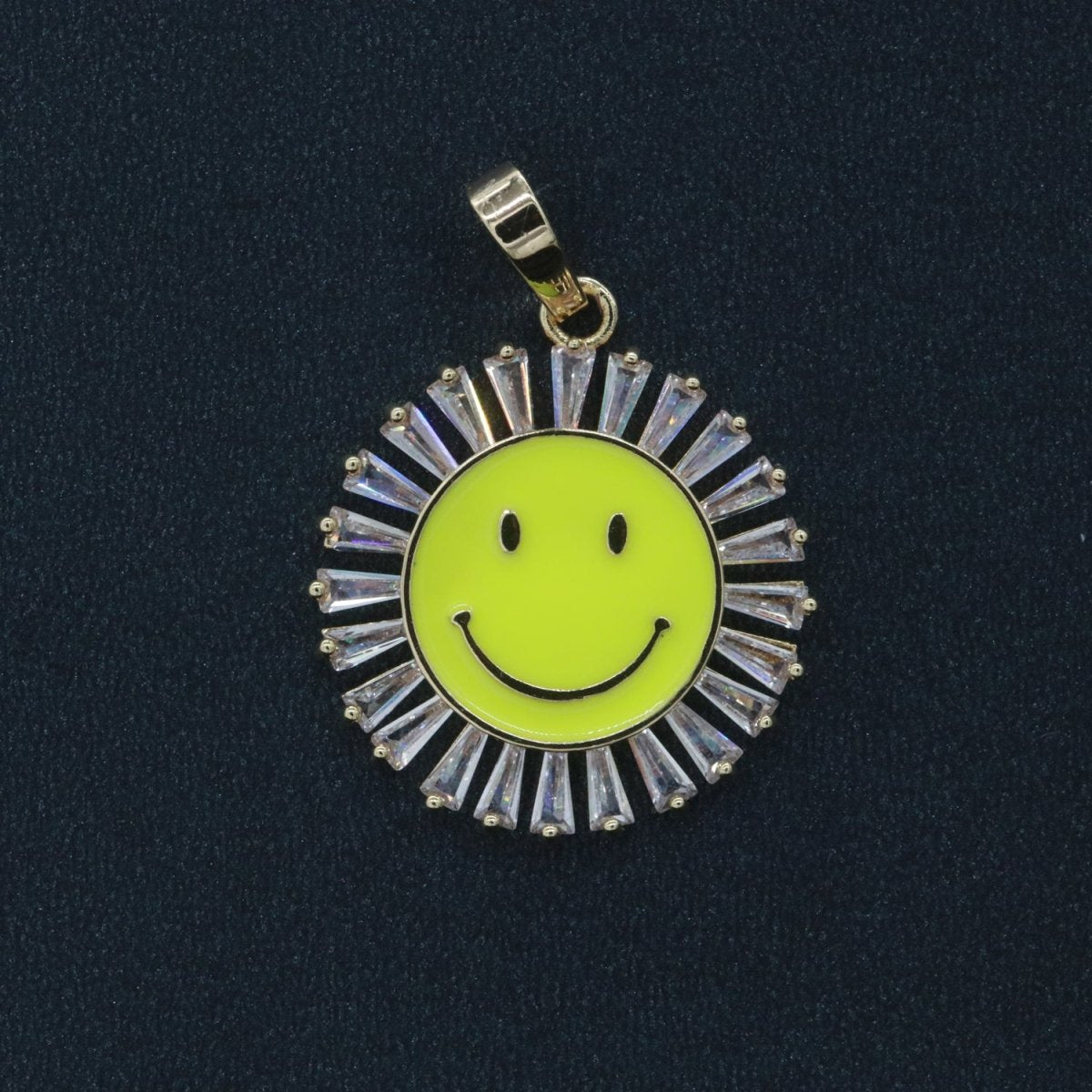 Round Smiley Face Charm Cubic Happy Face Pendant for Necklace Earring Component I-424 I-438 I-441 I-443 I-614 I-757 - DLUXCA