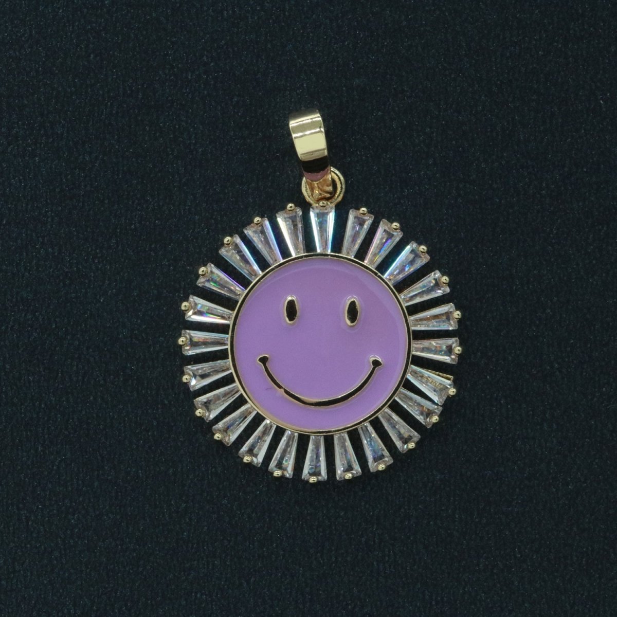 Round Smiley Face Charm Cubic Happy Face Pendant for Necklace Earring Component I-424 I-438 I-441 I-443 I-614 I-757 - DLUXCA