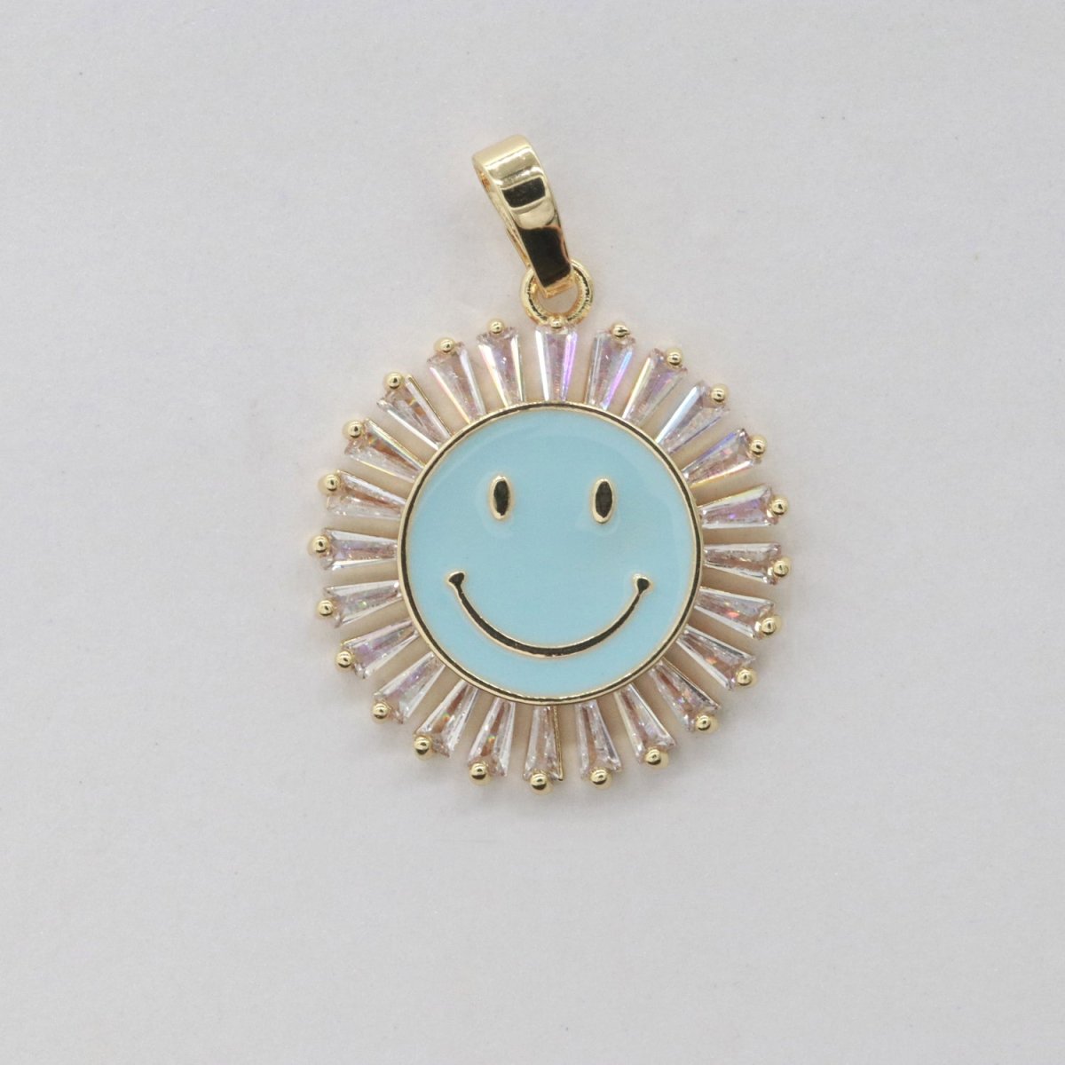 Round Smiley Face Charm Cubic Happy Face Pendant for Necklace Earring Component I-424 I-438 I-441 I-443 I-614 I-757 - DLUXCA