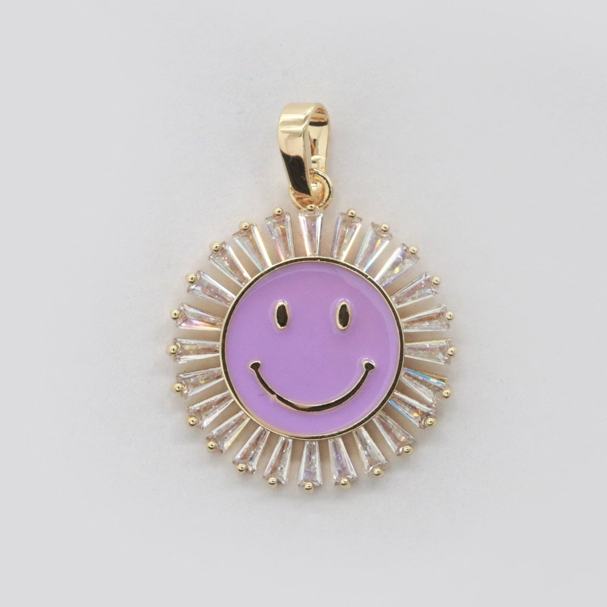Round Smiley Face Charm Cubic Happy Face Pendant for Necklace Earring Component I-424 I-438 I-441 I-443 I-614 I-757 - DLUXCA