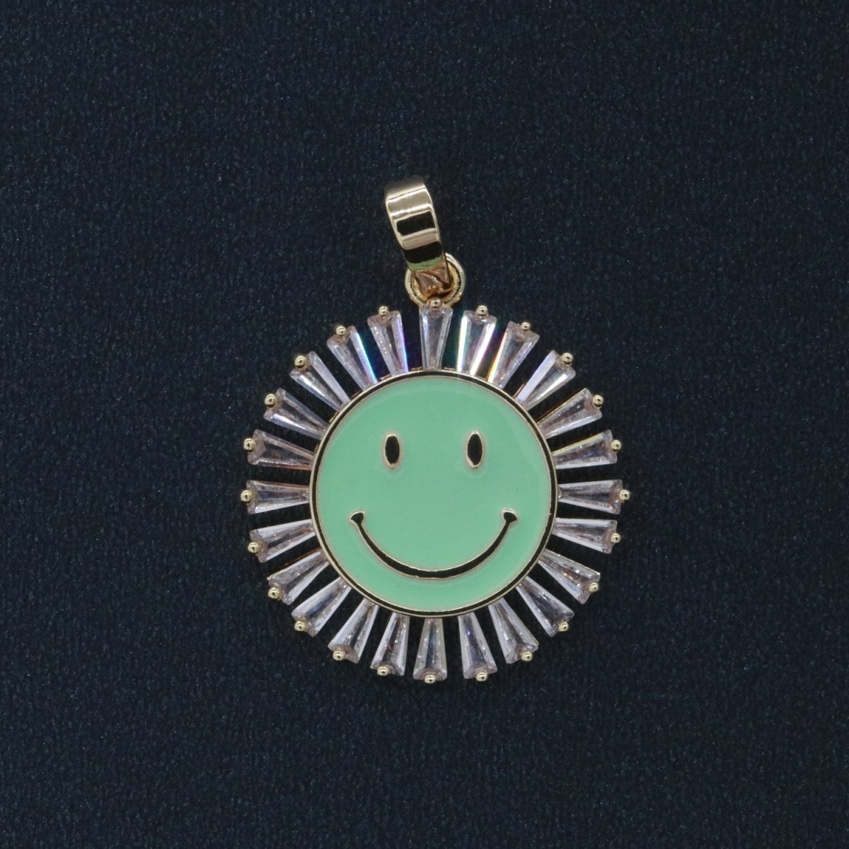 Round Smiley Face Charm Cubic Happy Face Pendant for Necklace Earring Component I-424 I-438 I-441 I-443 I-614 I-757 - DLUXCA