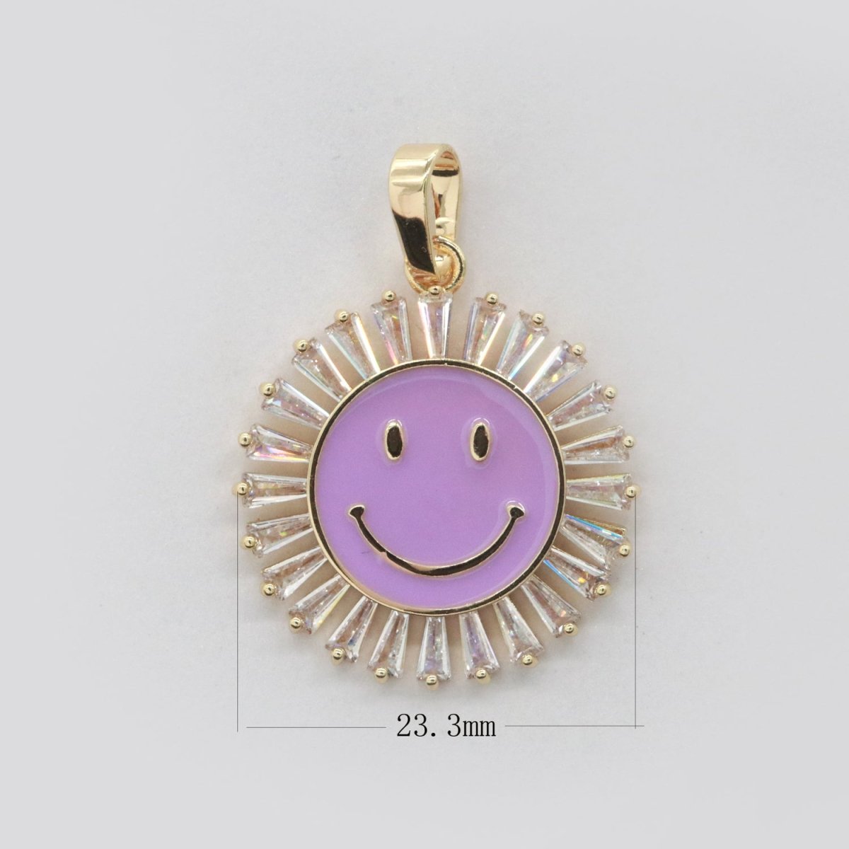 Round Smiley Face Charm Cubic Happy Face Pendant for Necklace Earring Component I-424 I-438 I-441 I-443 I-614 I-757 - DLUXCA