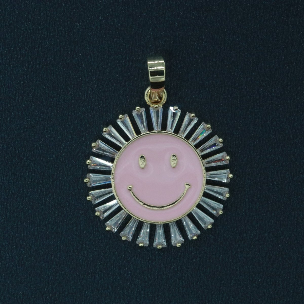 Round Smiley Face Charm Cubic Happy Face Pendant for Necklace Earring Component I-424 I-438 I-441 I-443 I-614 I-757 - DLUXCA
