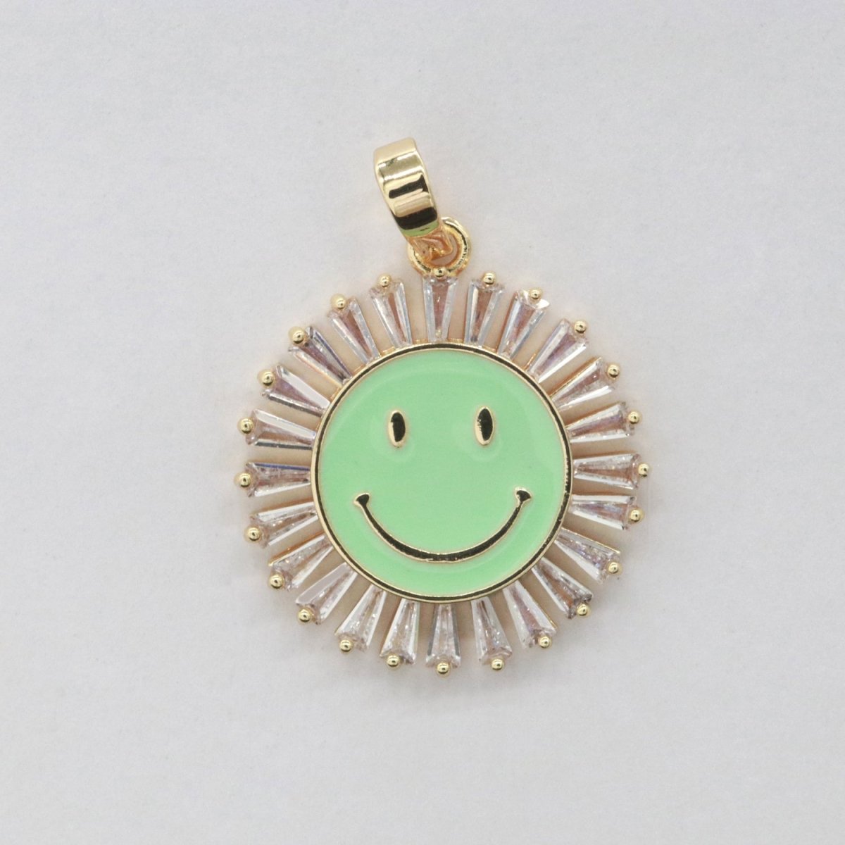 Round Smiley Face Charm Cubic Happy Face Pendant for Necklace Earring Component I-424 I-438 I-441 I-443 I-614 I-757 - DLUXCA