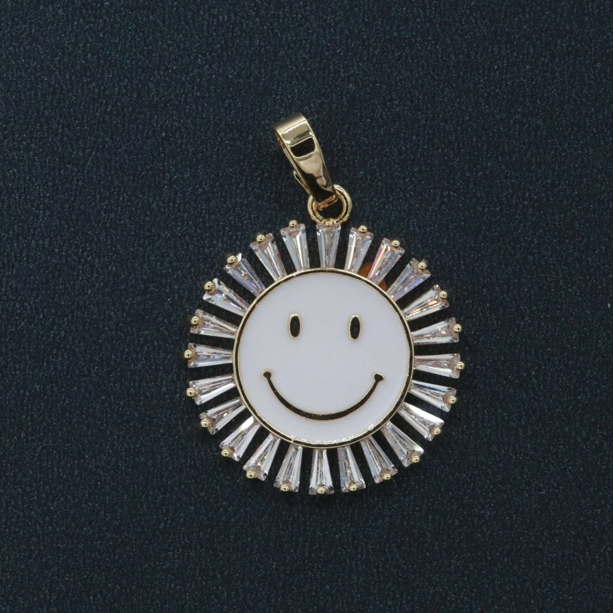 Round Smiley Face Charm Cubic Happy Face Pendant for Necklace Earring Component I-424 I-438 I-441 I-443 I-614 I-757 - DLUXCA