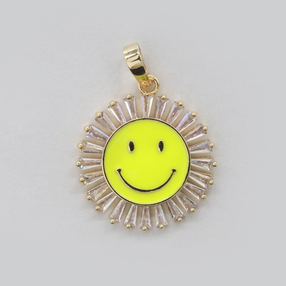Round Smiley Face Charm Cubic Happy Face Pendant for Necklace Earring Component I-424 I-438 I-441 I-443 I-614 I-757 - DLUXCA