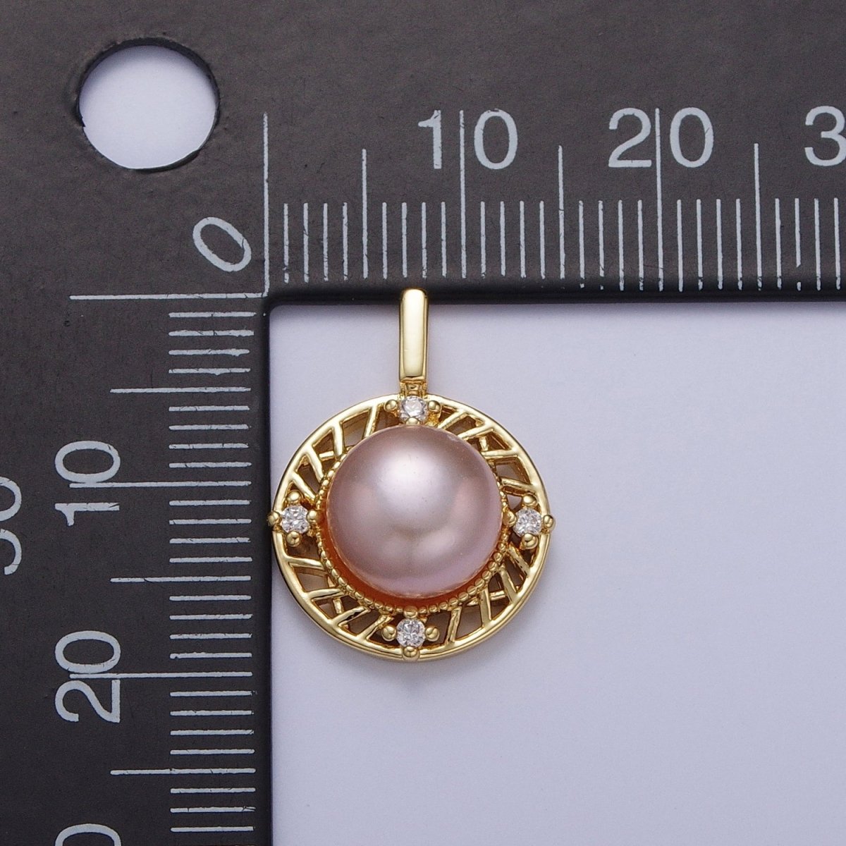 Round White Pearl / Purple Shell Pearl Dangle CZ Charm For Jewelry Making H-077 H-715 - DLUXCA