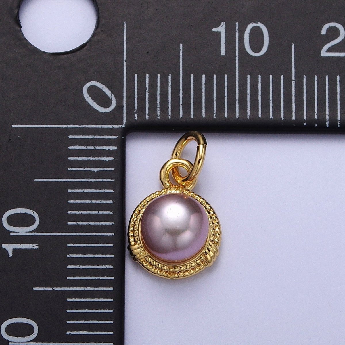 Round White / Purple Shell Pearl Rope Coil Medallion Charm | A-312 C-185 - DLUXCA