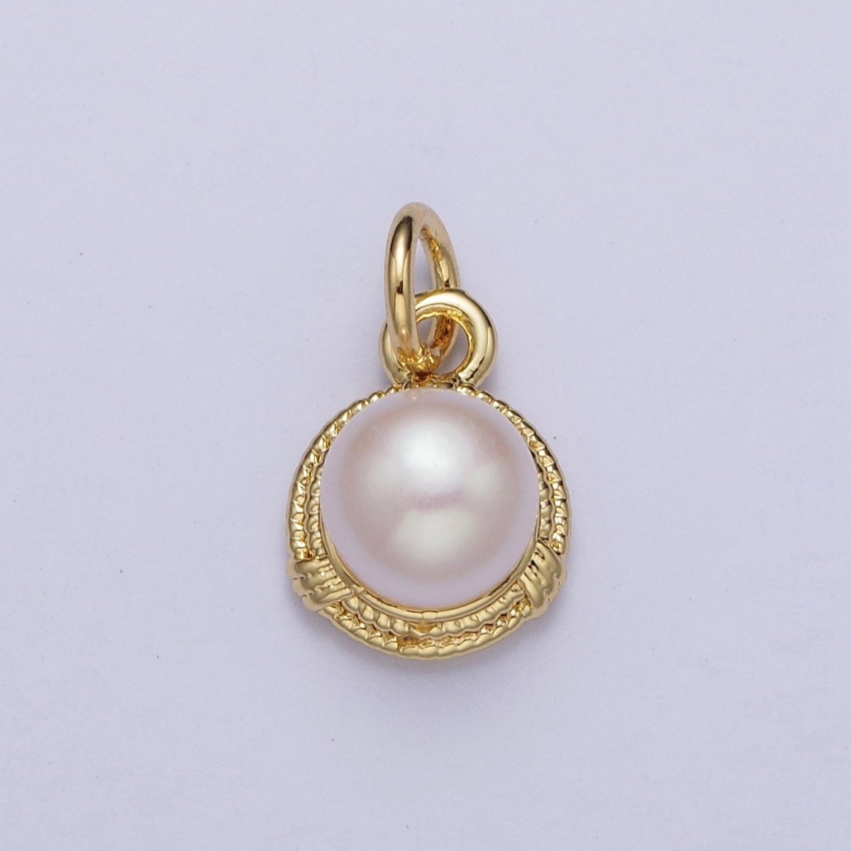 Round White / Purple Shell Pearl Rope Coil Medallion Charm | A-312 C-185 - DLUXCA