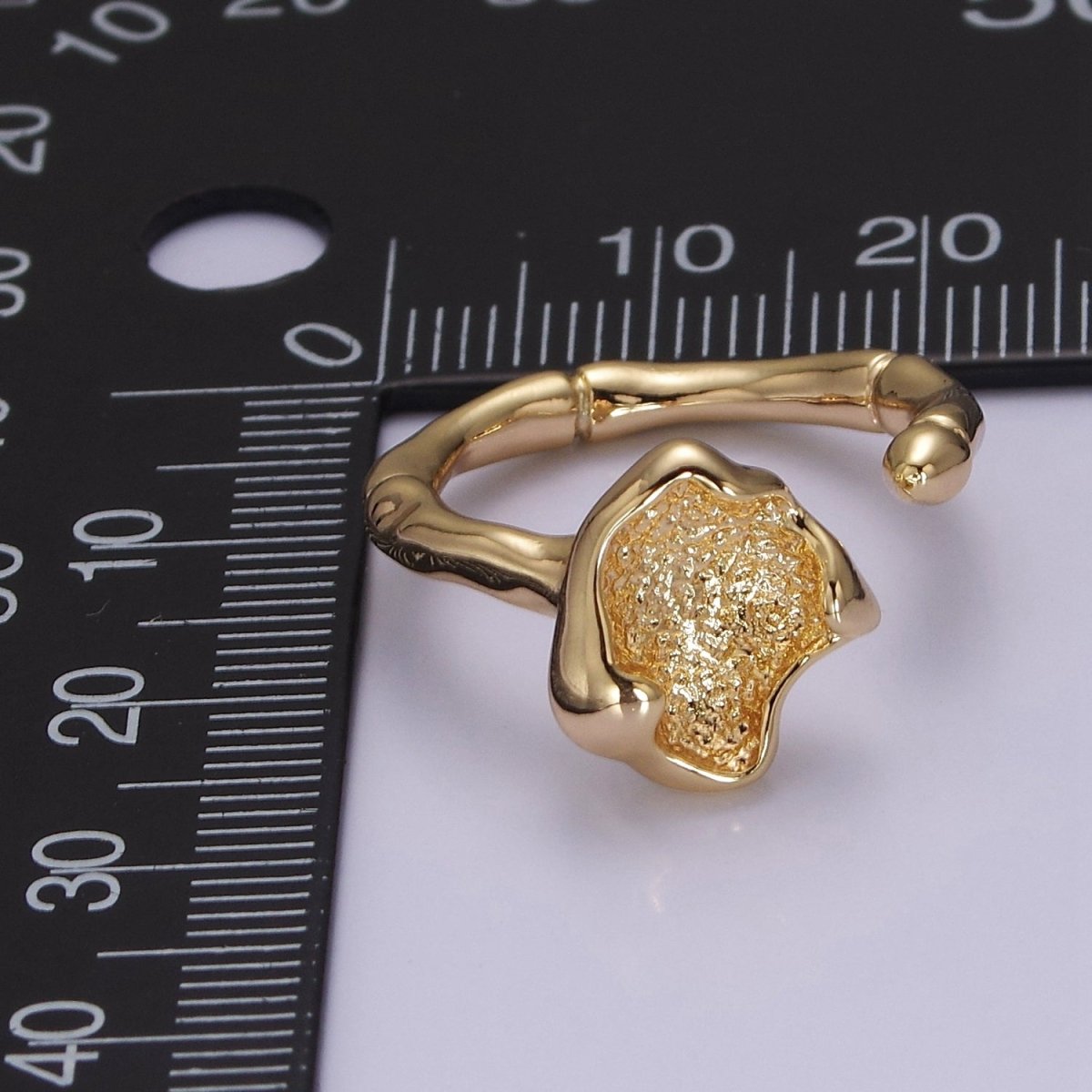 Rustic Flower Patch Gold Flower Ring Open Adjustable O-2036 - DLUXCA