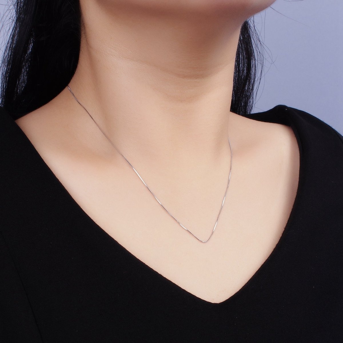 S925 Sterling Silver 0.5mm Dainty Box 18 Inch Adjustable Slider Chain Necklace | WA-1966 Clearance Pricing - DLUXCA