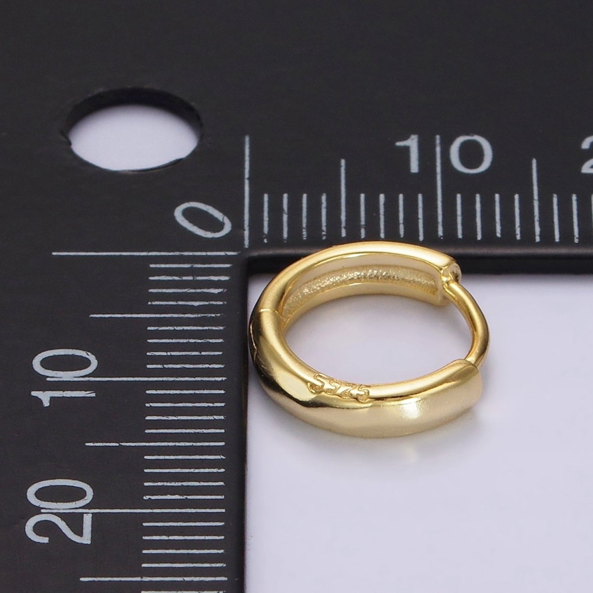 S925 Sterling Silver 12mm Thin Minimalist Cartilage Huggie Earrings in Silver & Gold | SL-409 SL-410 - DLUXCA