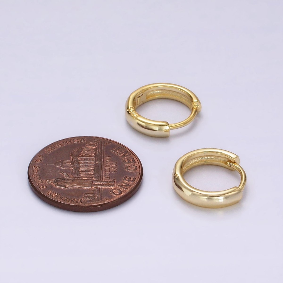 S925 Sterling Silver 12mm Thin Minimalist Cartilage Huggie Earrings in Silver & Gold | SL-409 SL-410 - DLUXCA