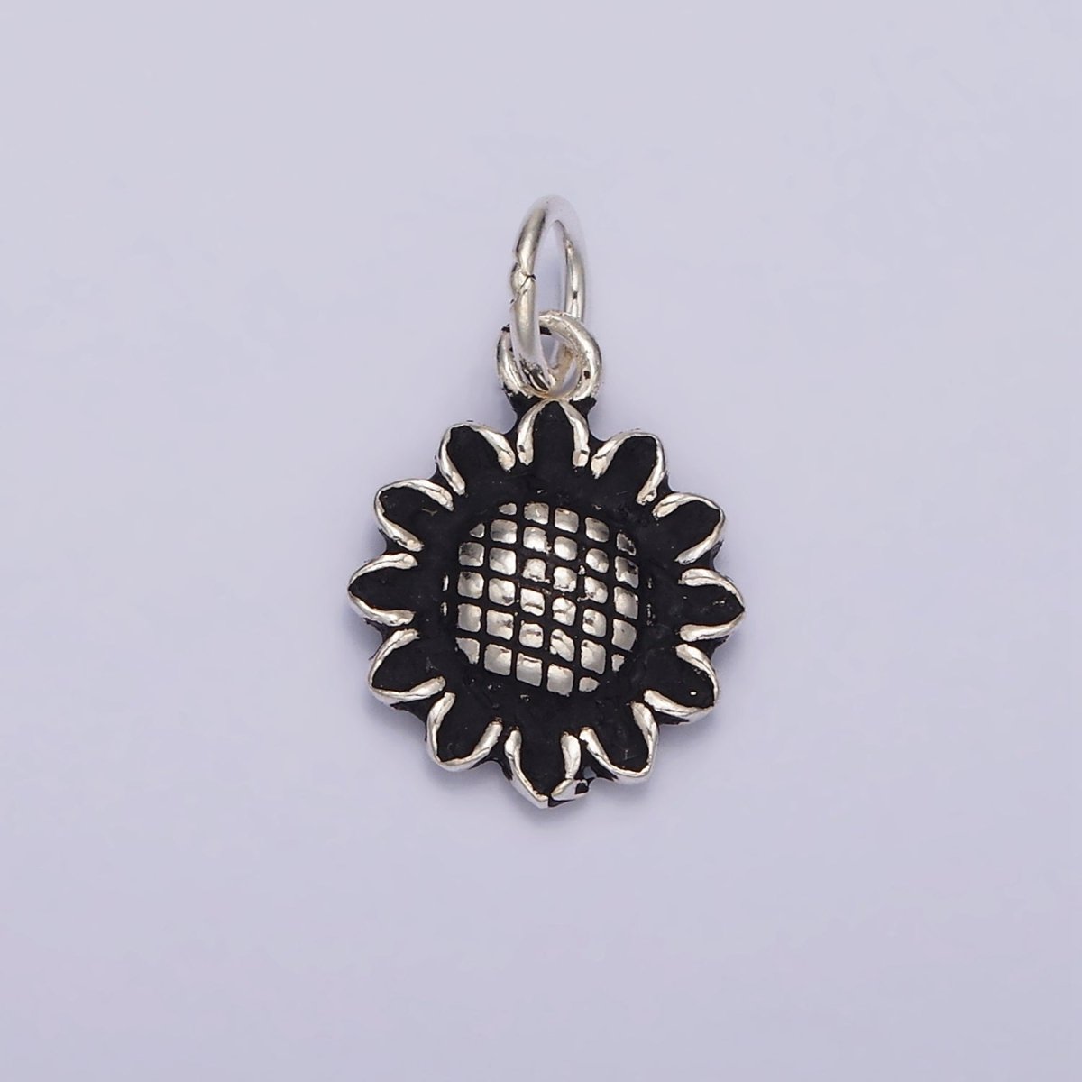 S925 Sterling Silver 18mm Sunflower Nature Black Charm | SL-364 - DLUXCA