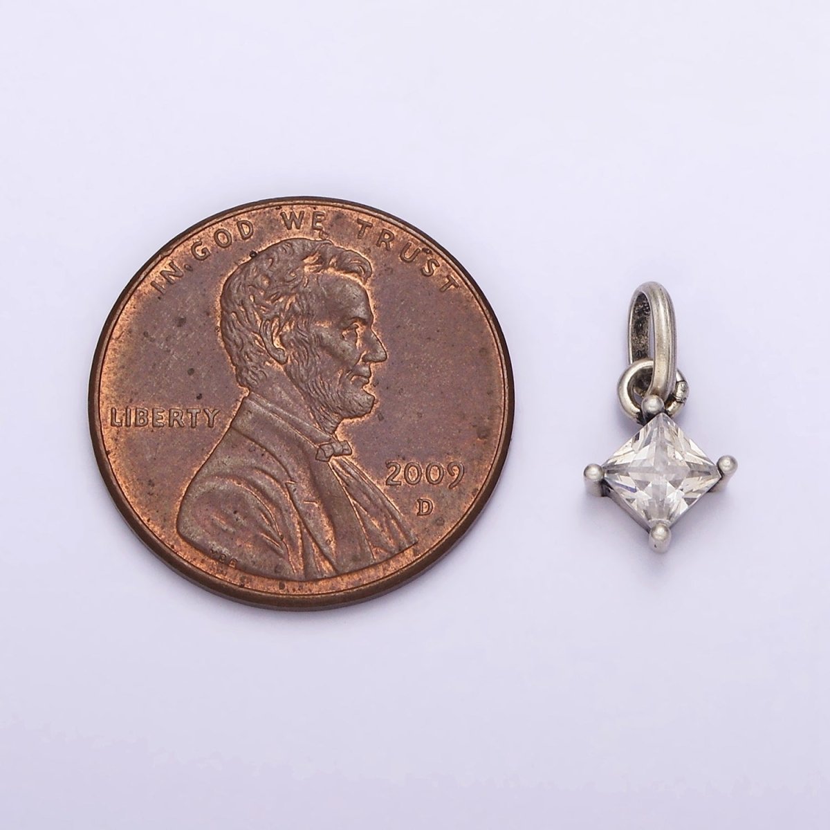 S925 Sterling Silver 5mm Clear CZ Rhombus Pendants | SL-318 - DLUXCA