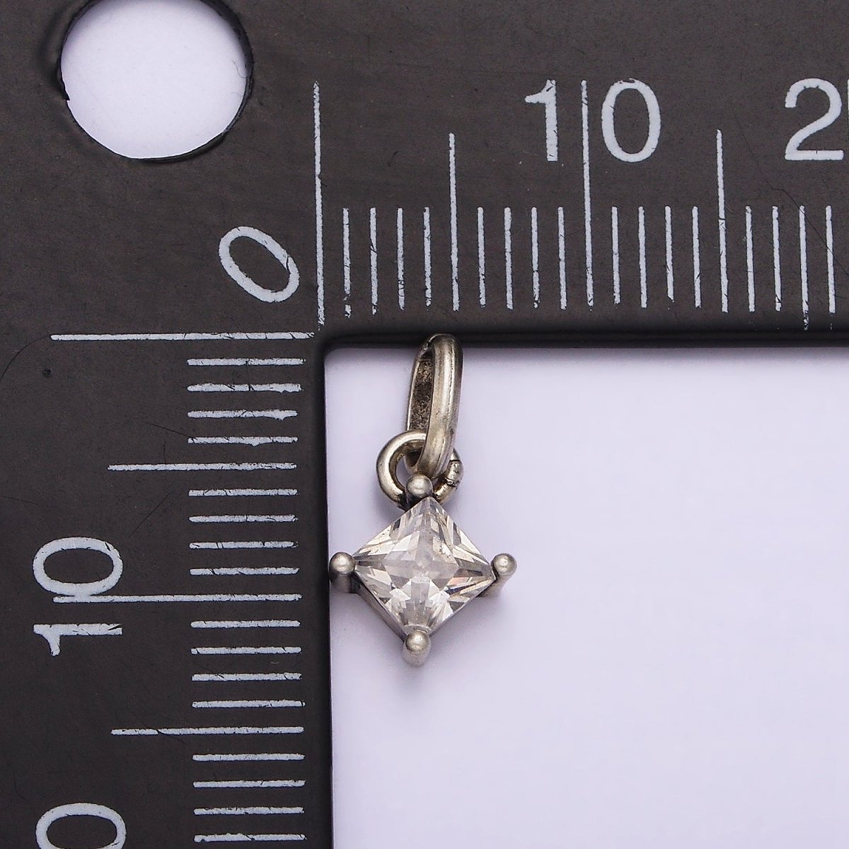 S925 Sterling Silver 5mm Clear CZ Rhombus Pendants | SL-318 - DLUXCA