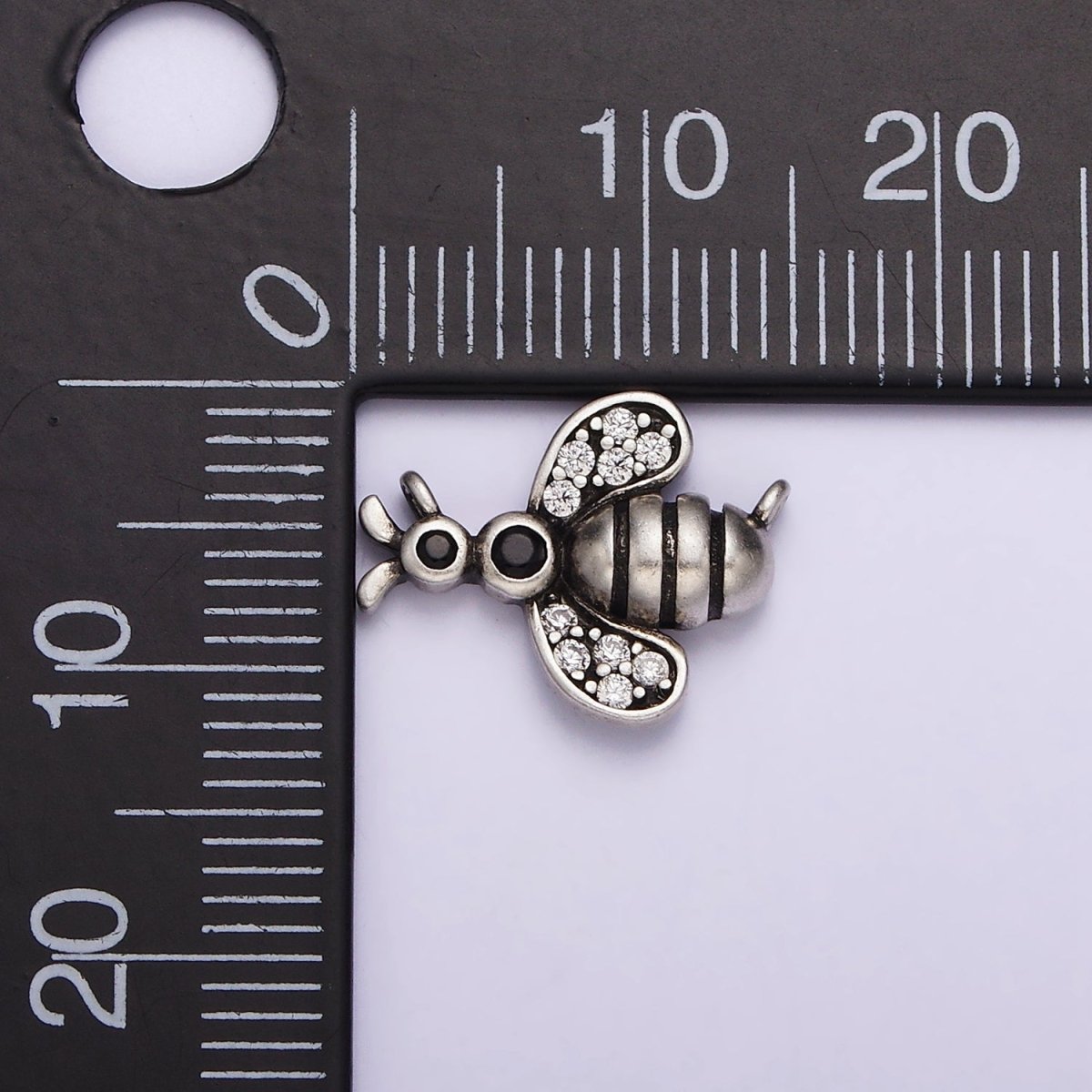 S925 Sterling Silver Bee Insect Clear Micro Paved CZ Wings Connector | SL-305 - DLUXCA