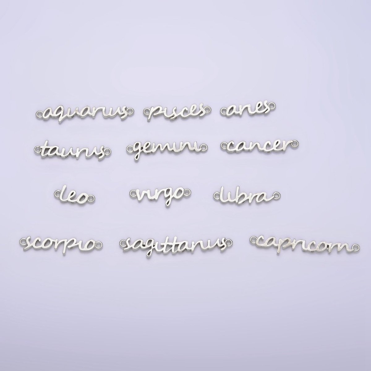 S925 Sterling Silver Birth Zodiac Astrology Cursive Script Link Personalized Charm Connector | A1223~A1228 - DLUXCA