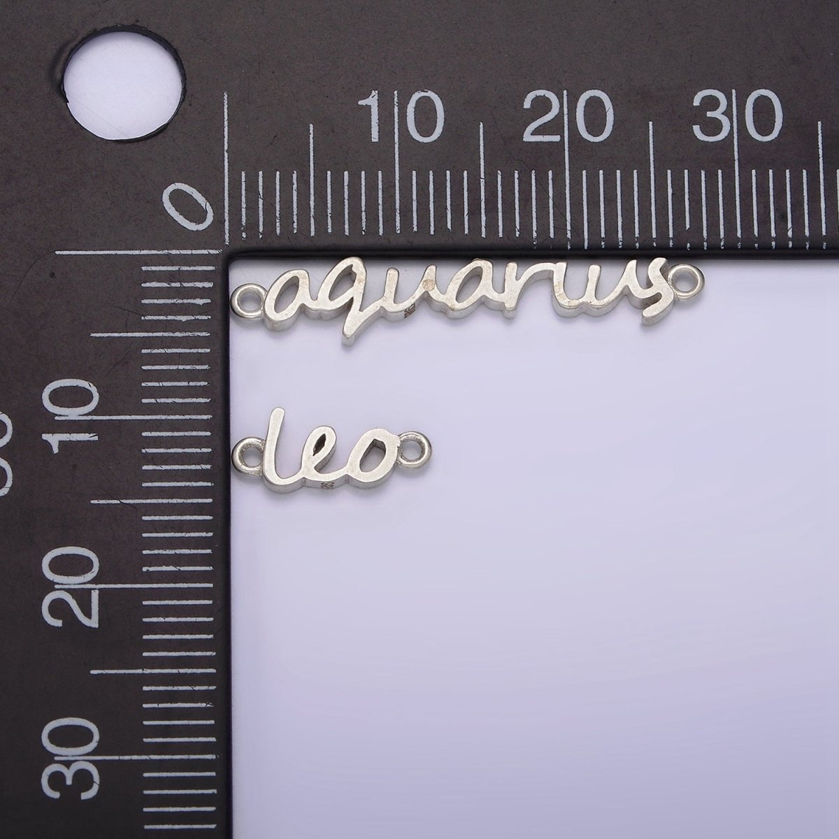 S925 Sterling Silver Birth Zodiac Astrology Cursive Script Link Personalized Charm Connector | A1223~A1228 - DLUXCA