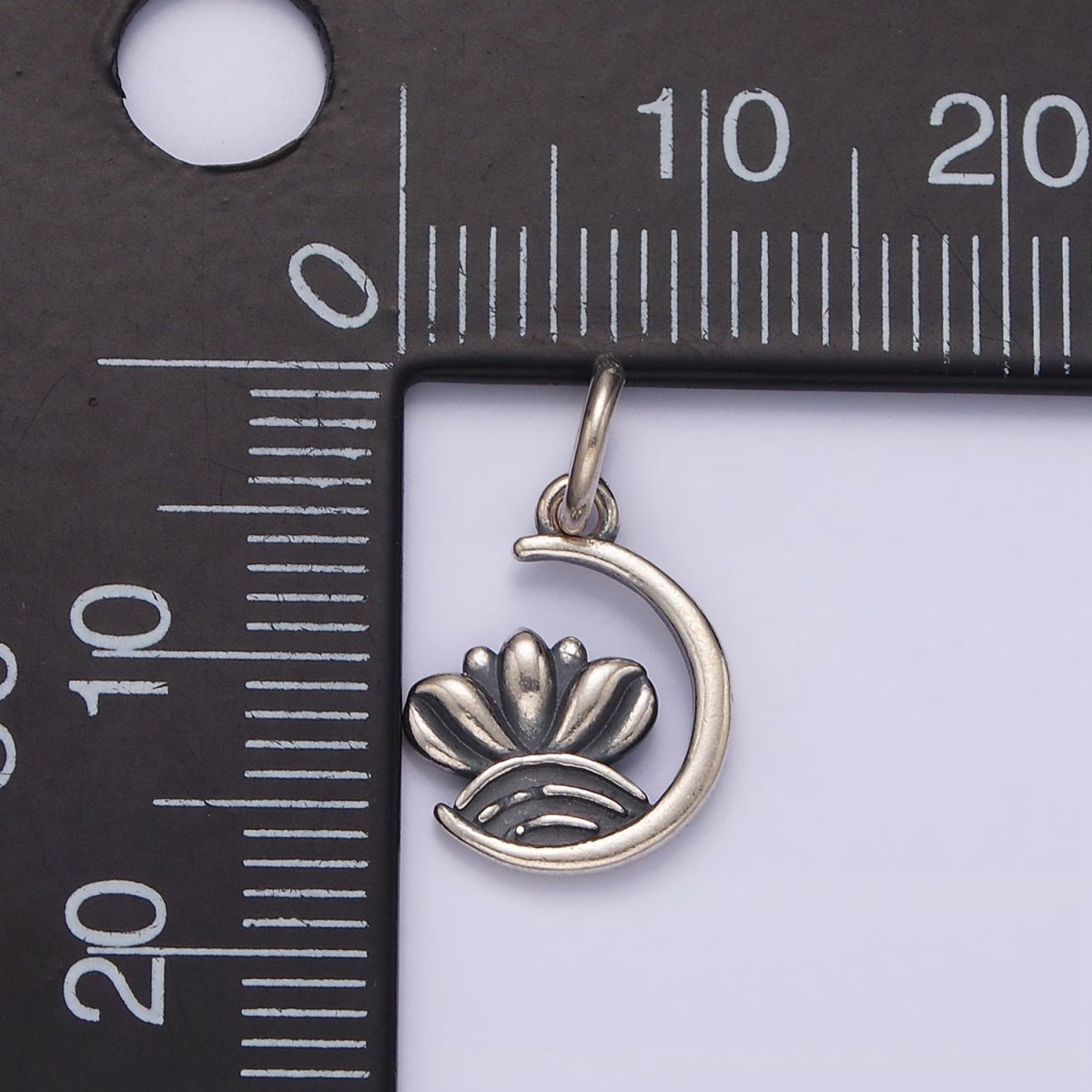 S925 Sterling Silver Celestial Crescent Moon Curved Line Charm | SL-383 - DLUXCA