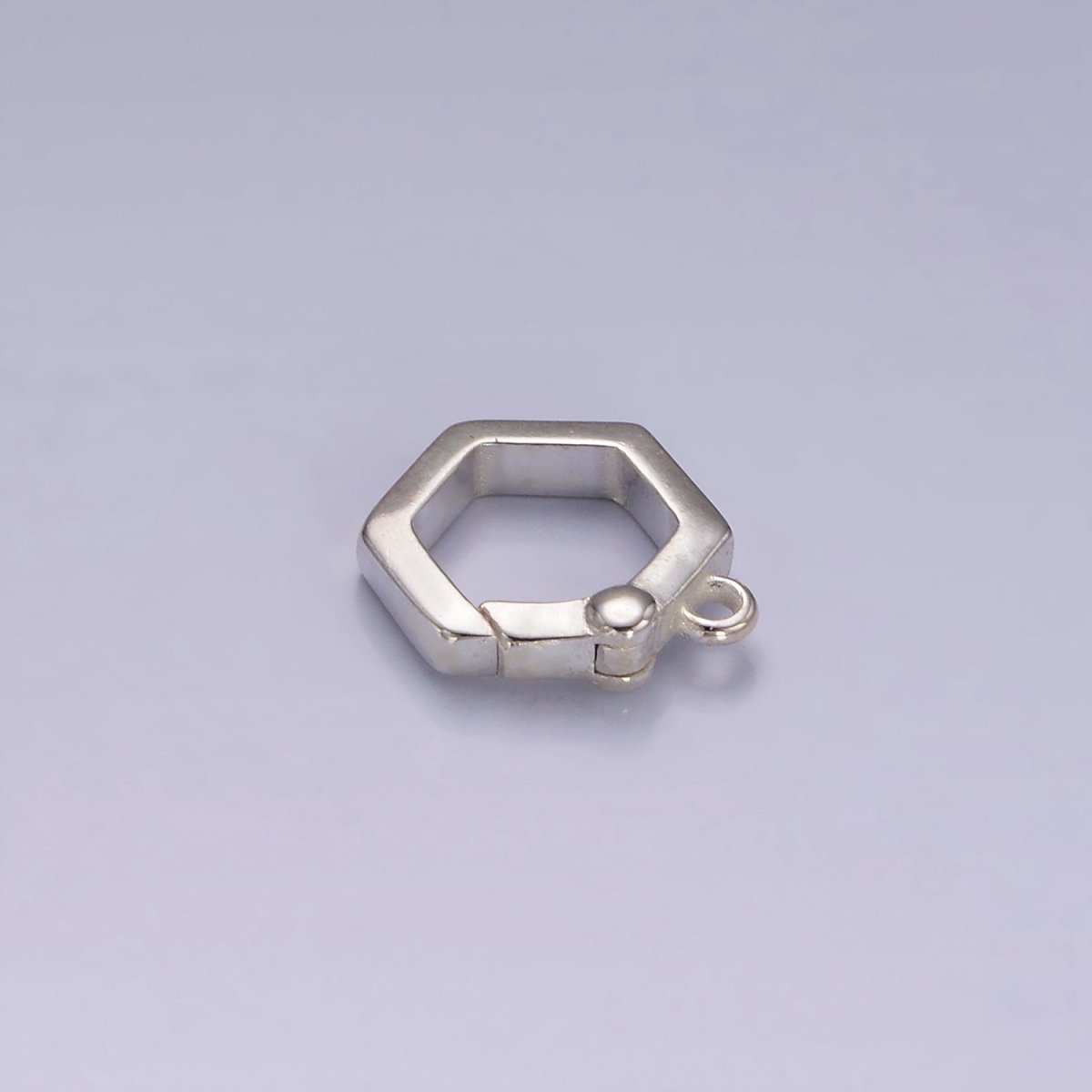 s925 Sterling Silver Charm Holder Push Gate Hexagon Clasp Spring gate Clasp 12.4x11.2mm SL-472 - DLUXCA