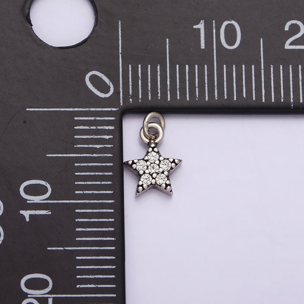S925 Sterling Silver Clear Micro Paved CZ Celestial Star Charm | SL-322 - DLUXCA