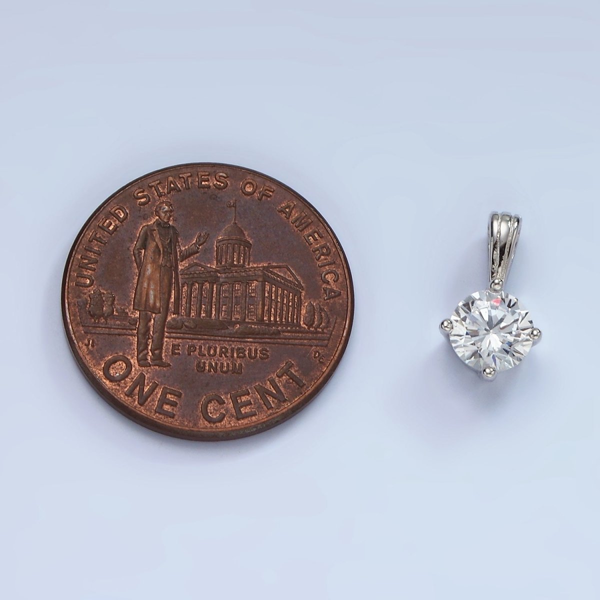 S925 Sterling Silver CZ Clear Round Solitaire Minimalist Pendant | SL-449 - DLUXCA