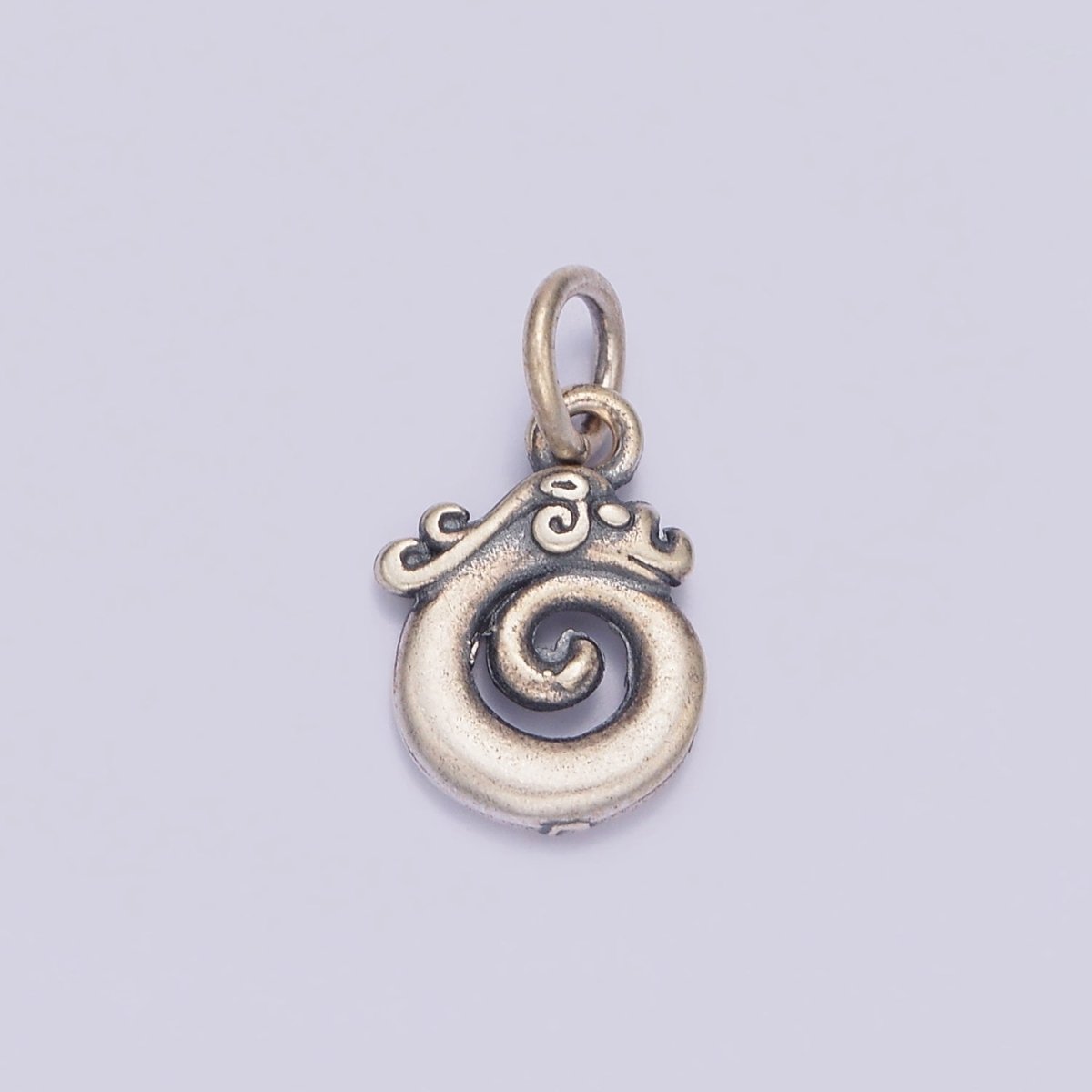 S925 Sterling Silver Dragon Animal Curling Round Add-On Charm | SL-368 - DLUXCA