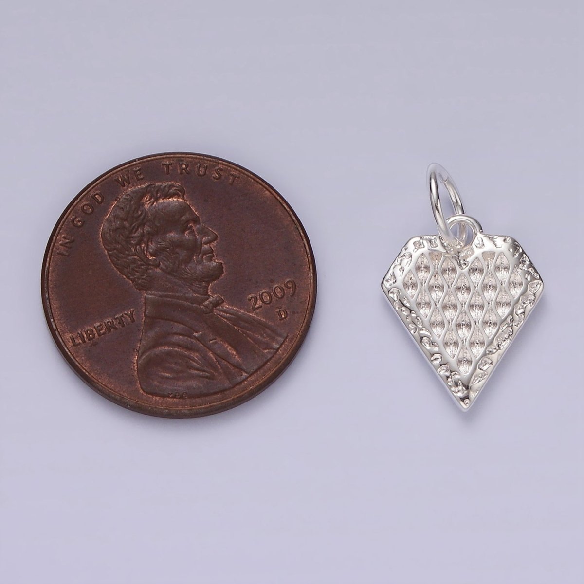 S925 Sterling Silver Edged Artisan Textured Heart Charm | SL-435 - DLUXCA