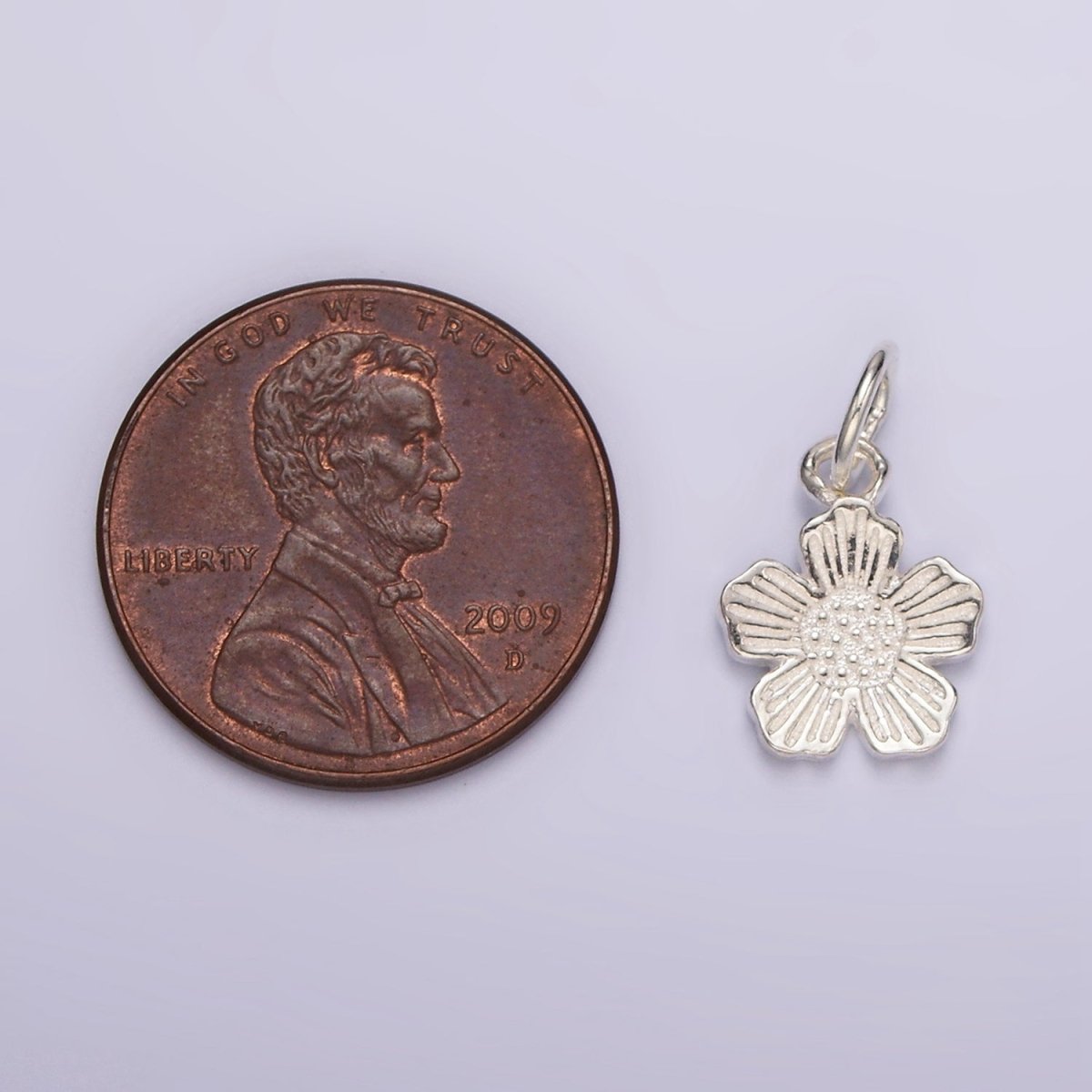 S925 Sterling Silver Flower Lined Petal Nature Add-On Charm | SL-415 - DLUXCA