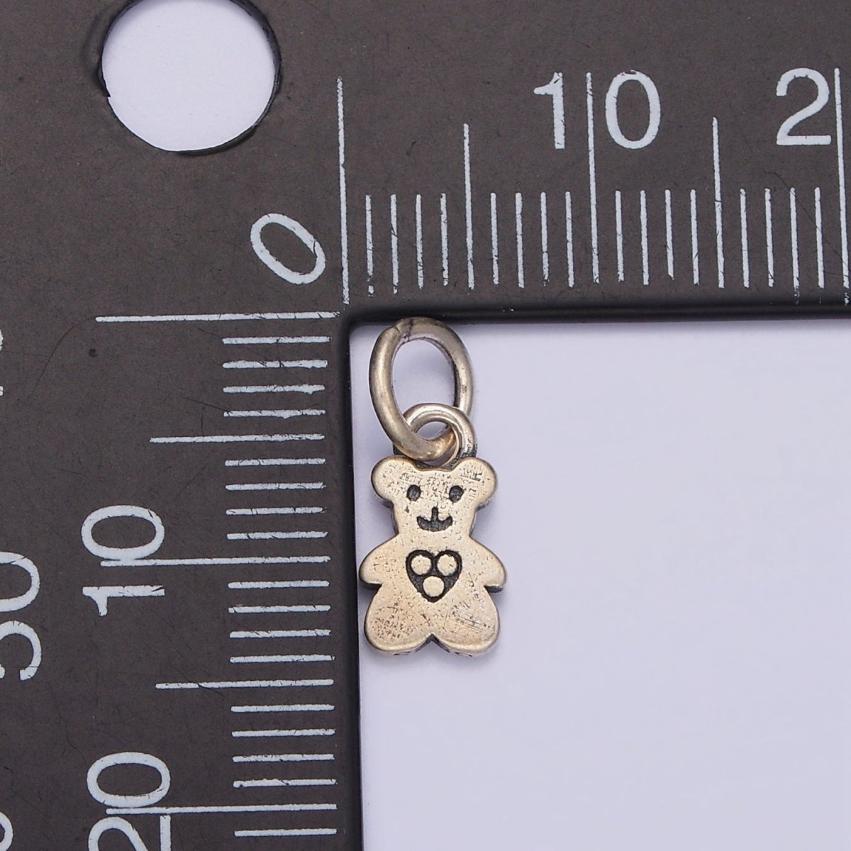 S925 Sterling Silver Heart Triple Dot Engraved Teddy Bear Animal Charm | SL-360 - DLUXCA