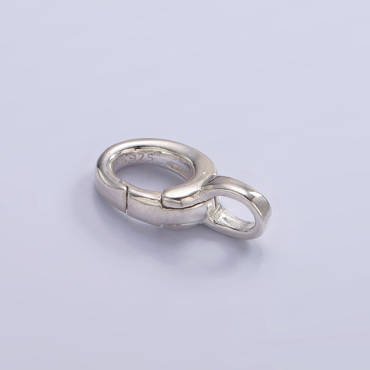 S925 Sterling Silver Hinged Oval Push Clasp Charm Pendant Holder Bail SL-486 - DLUXCA
