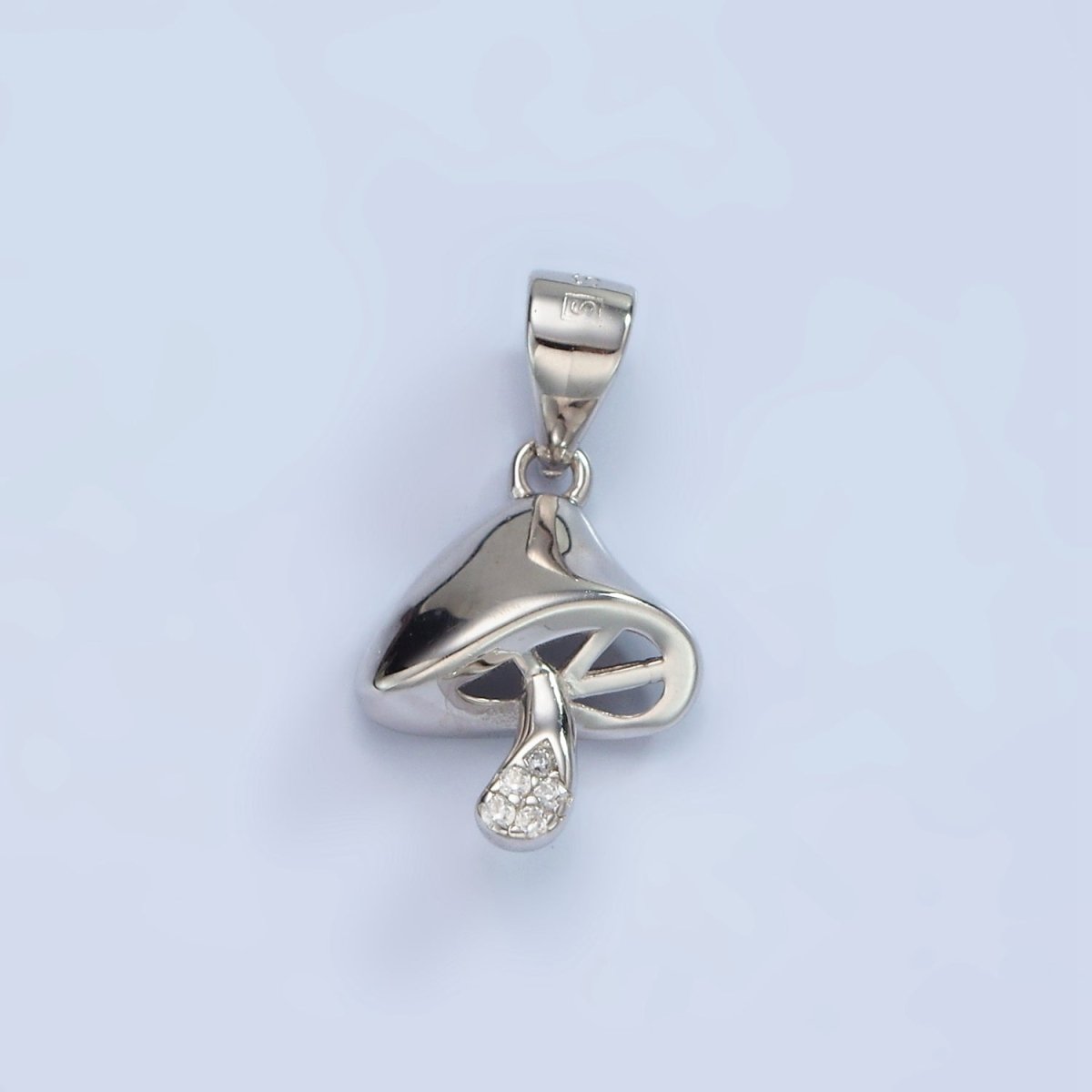 S925 Sterling Silver Micro Paved CZ Mushroom Plant Pendant | SL-454 - DLUXCA