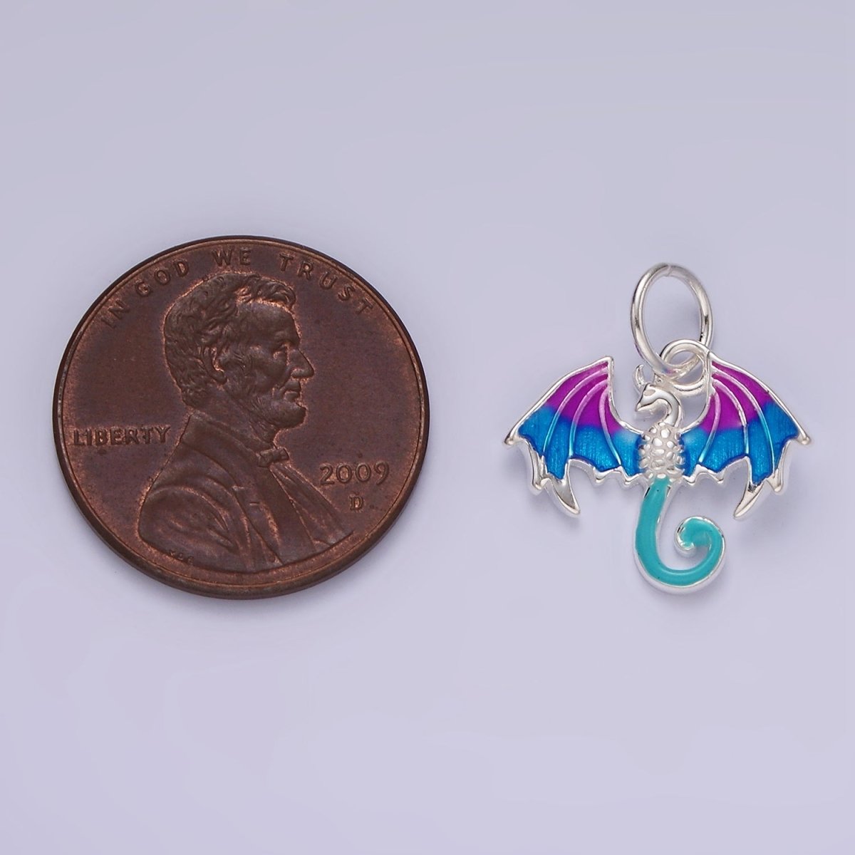 S925 Sterling Silver Multicolor Water Dragon Enamel Charm | SL-425 - DLUXCA