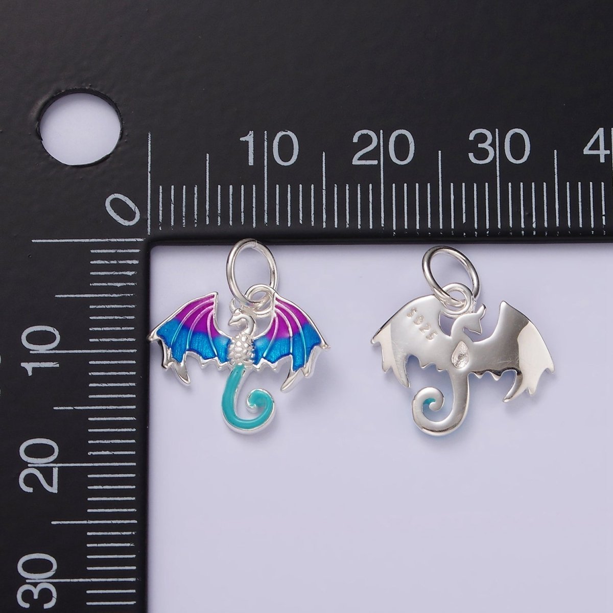 S925 Sterling Silver Multicolor Water Dragon Enamel Charm | SL-425 - DLUXCA