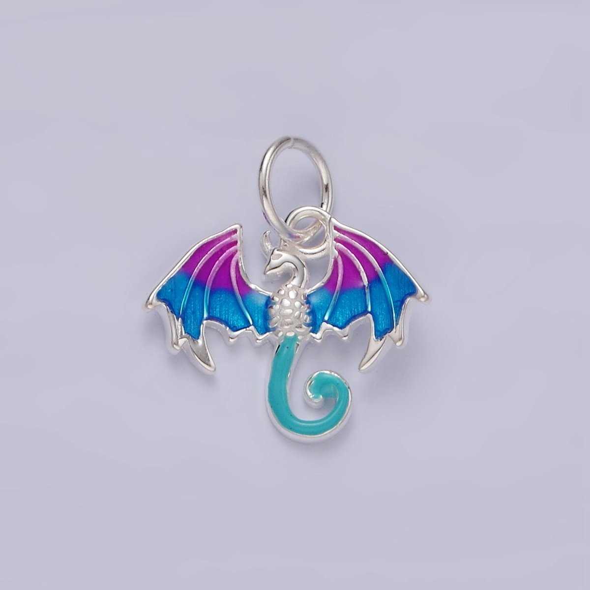 S925 Sterling Silver Multicolor Water Dragon Enamel Charm | SL-425 - DLUXCA