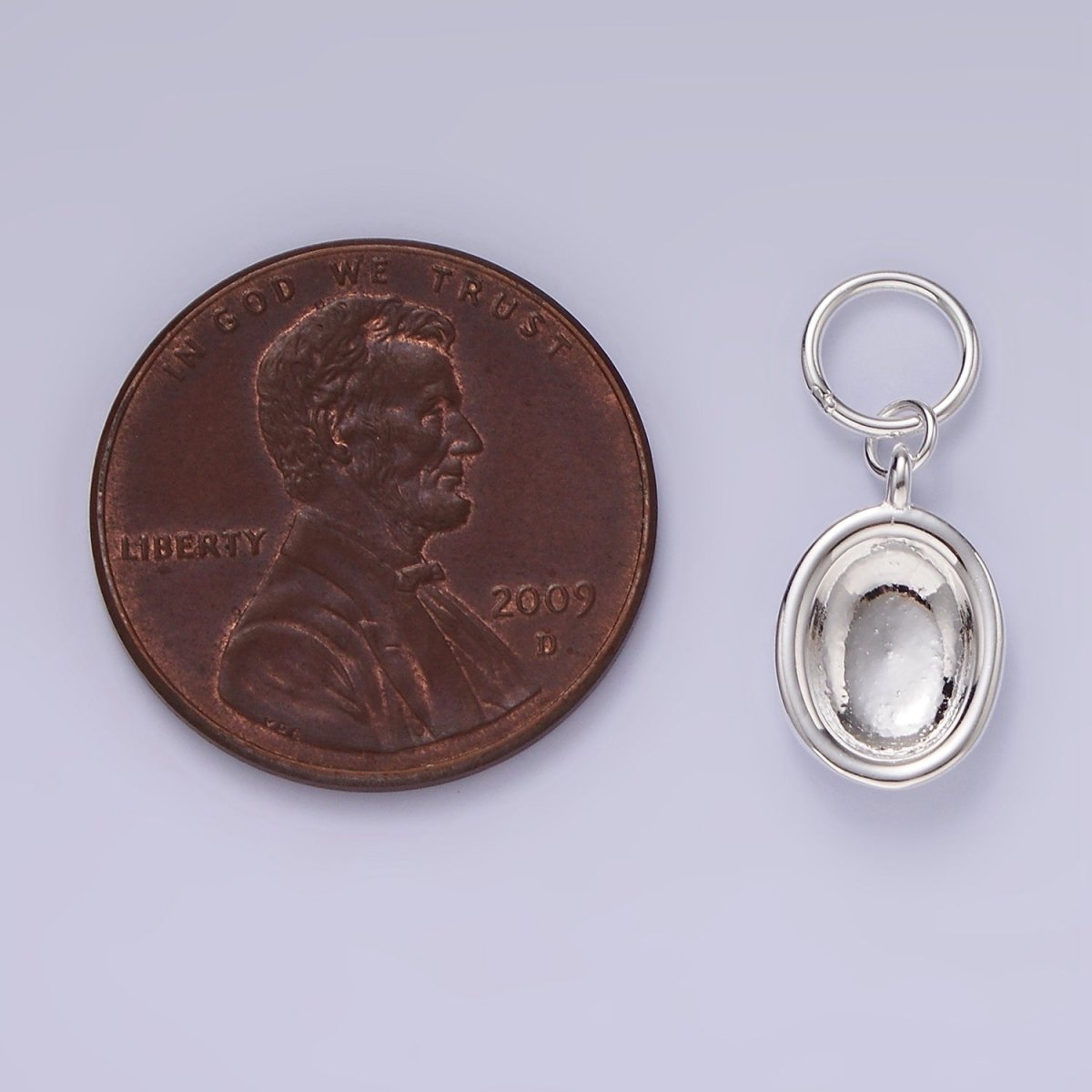 S925 Sterling Silver Oval Dome Minimalist Charm | SL-420 - DLUXCA