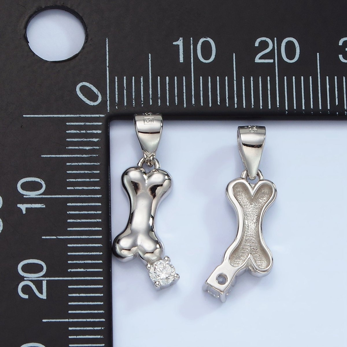 S925 Sterling Silver Pet Dog Bone CZ Pendant | SL-455 - DLUXCA