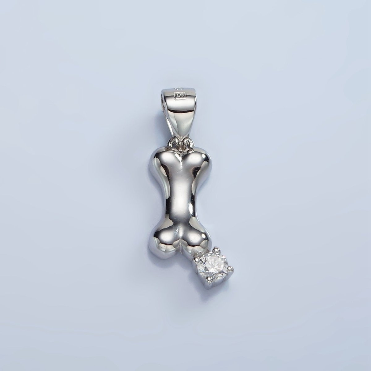 S925 Sterling Silver Pet Dog Bone CZ Pendant | SL-455 - DLUXCA
