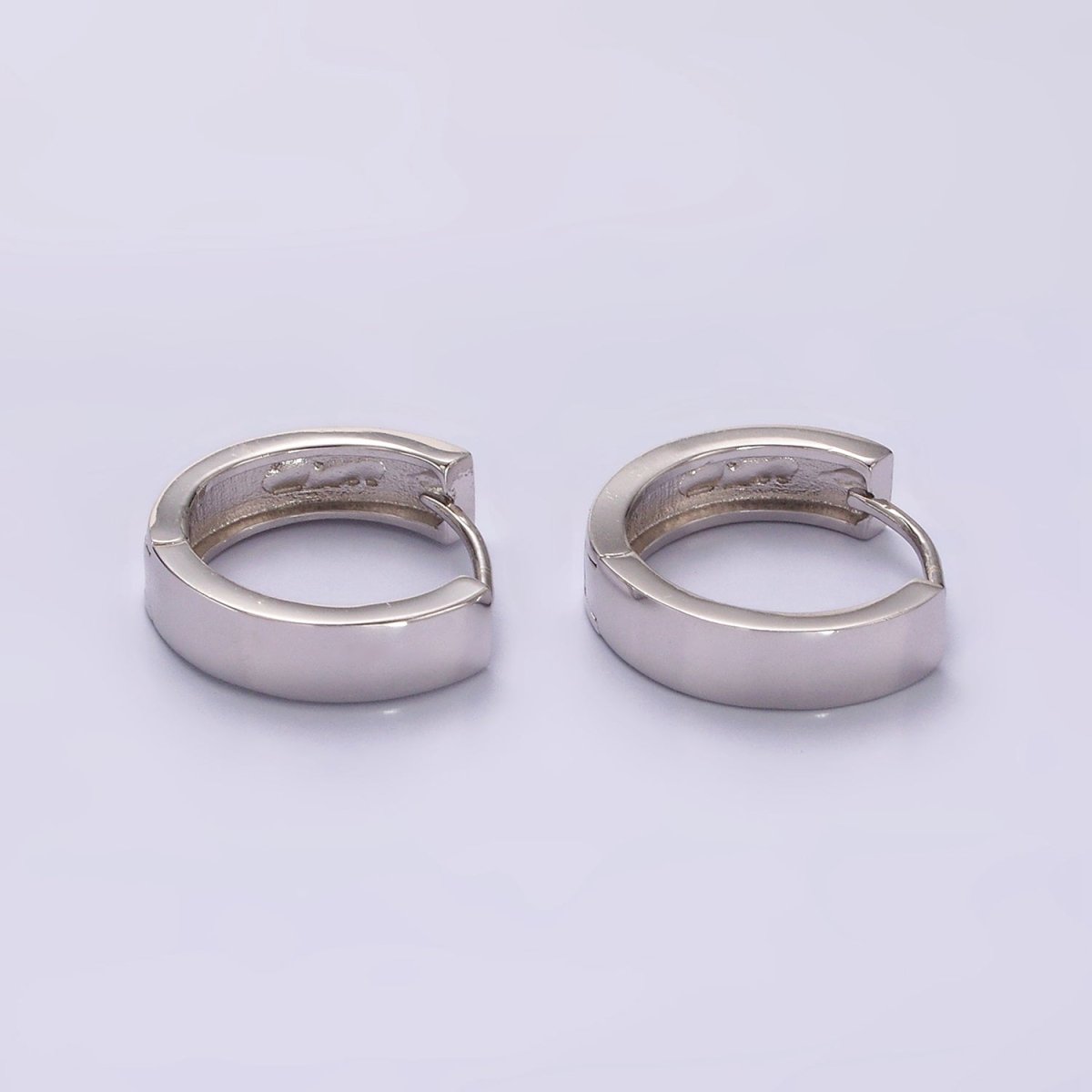 S925 Sterling Silver Wide 16mm Minimalist Huggie Earrings | SL-412 - DLUXCA