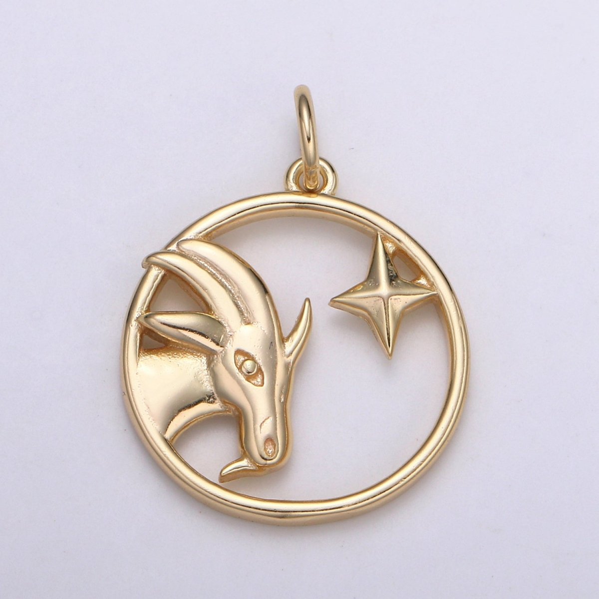 S925 Sterling Silver Zodiac Horoscope Gold Vermeil Open Round Charm | A-677-A-688 - DLUXCA